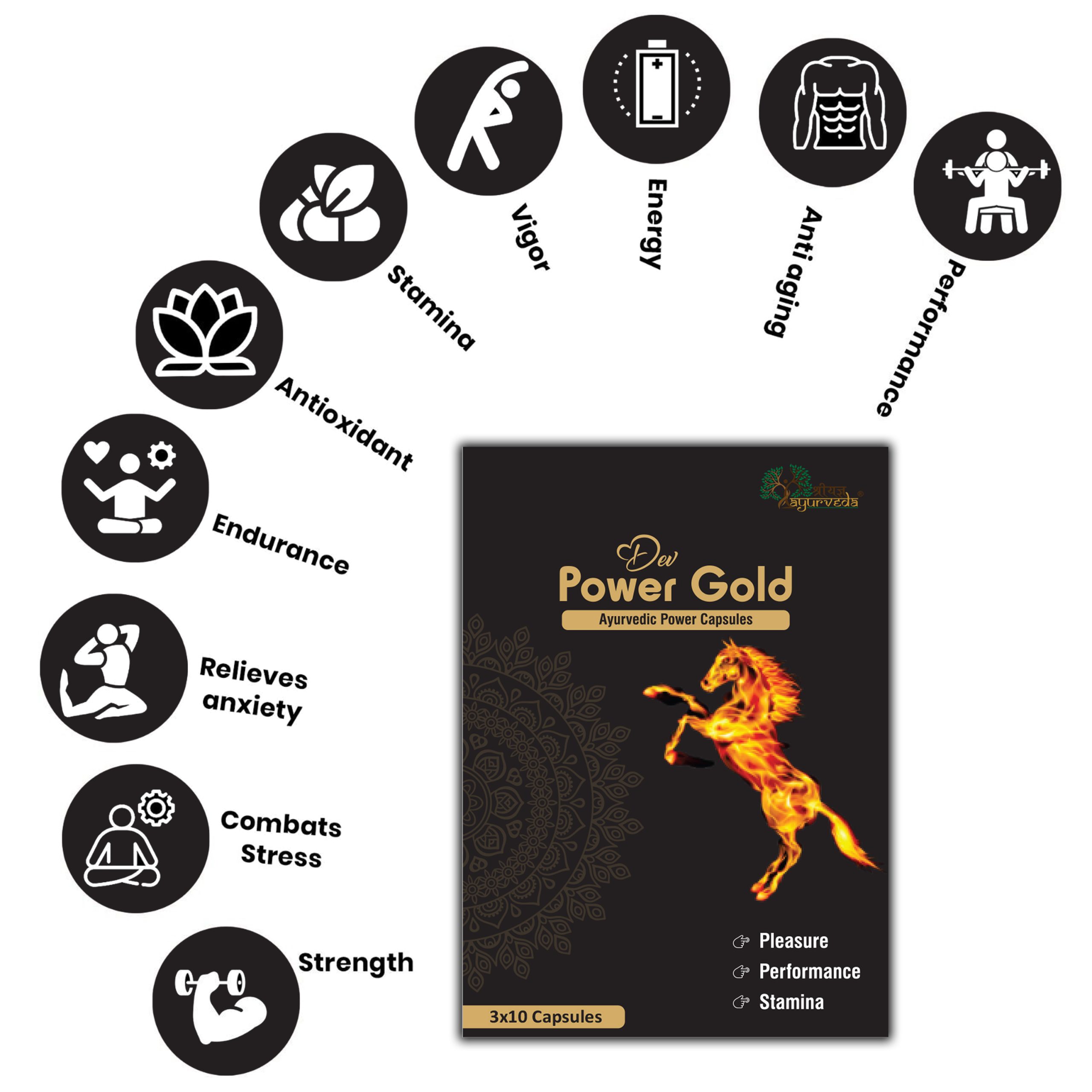 Dev Power Gold Ayurvedic Power Capsules | Herbal Formula for Energy, Strength, Stamina & Vitality