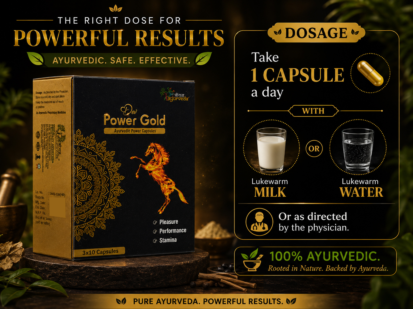 Dev Power Gold Ayurvedic Power Capsules | Herbal Formula for Energy, Strength, Stamina & Vitality