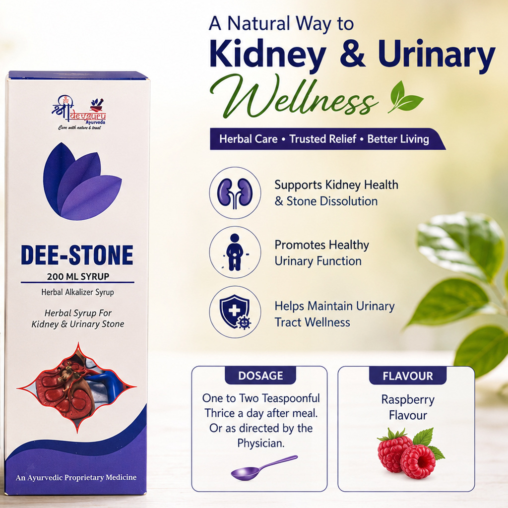 Dee Stone | Herbal Syrup for Kidney Stone & Urinary Health | Ayurvedic Support for UTI, Burning Urination & Urinary Disorders | Raspberry Flavour