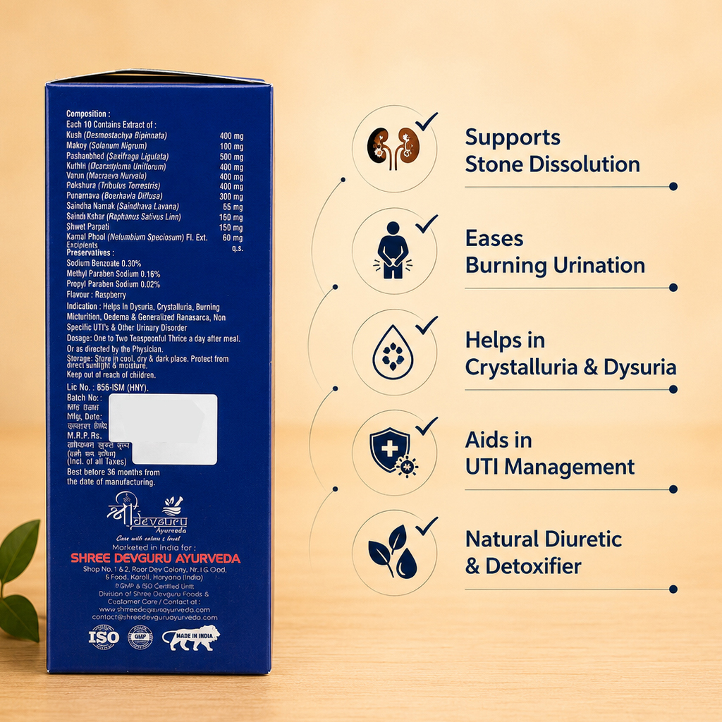 Dee Stone | Herbal Syrup for Kidney Stone & Urinary Health | Ayurvedic Support for UTI, Burning Urination & Urinary Disorders | Raspberry Flavour